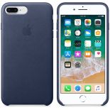 Apple Leather Case - Skórzane etui iPhone 8 Plus / 7 Plus (nocny błękit)