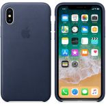Apple Leather Case - Skórzane etui iPhone X (nocny błękit)