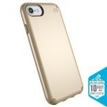 Speck Presidio Metallic - Etui iPhone 8 / 7 / 6s / 6 (Pale Yellow Gold Metallic/Camel Brown)