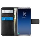 PURO Booklet Wallet Case - Etui Samsung Galaxy S9+ z kieszeniami na karty + stand up (czarny)