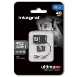 Integral UltimaPro - Karta pamięci 16GB microSDHC/XC 40MB/s Class 10 UHS-I U1 + USB Card Reader