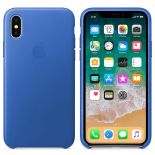 Apple Leather Case - Skórzane etui iPhone X (ostry błękit)