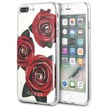 Guess Flower Desire - Etui iPhone 8 Plus / 7 Plus  (przezroczysty/czerwony)