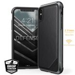 X-Doria Defense Lux - Etui aluminiowe iPhone Xs / X (Drop test 3m) (Black Leather)