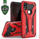 Zizo Static Cover - Pancerne etui iPhone XR z podstawką (Red/Black)