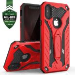 Zizo Static Cover - Pancerne etui iPhone Xs Max z podstawką (Red/Black)
