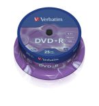 Verbatim DVD+R [ cake box 25 , 4.7GB , 16x , matte silver ]