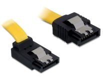 DeLOCK kabel SATA 6 Gb/s kątowy góra/prosty metal. zatrzaski 50cm żółty