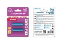Esperanza EZA101B - Akumulatorki Ni-MH AAA 1000MAH -2 SZTUKI - NIEBIESKIE