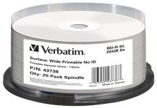 Verbatim BluRay BD-R SL [ Spindle 25 , 25GB , 6x [WIDE PRINT NO ID]