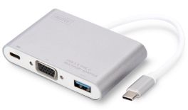 Digitus Multi Adapter 1xVGA 1080p FHD, 1xUSB Typ C PD, 1xUSB A na USB 3.0 Typ C