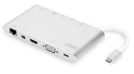Digitus Stacja dokująca USB Typ C, 11-portów, funkcja Dual Monitor, 4K 30Hz, aluminiowa