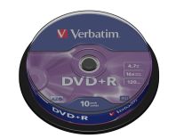 Verbatim DVD+R [ cake box 10 , 4.7GB , 16x , matte silver ]