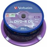 Verbatim DVD+R DL [ spindle 25 , 8,5GB , 8x , MATT SILVER ]