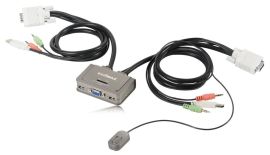 Edimax KVM USB Audio Switch dla 2 komputerów, kable w zestawie