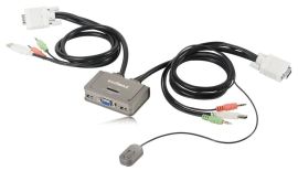 Edimax KVM USB Audio Switch dla 2 komputerów, kable w zestawie