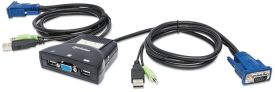Manhattan Przełącznik KVM Mini, 2-portowy, USB, Audio, Czarny