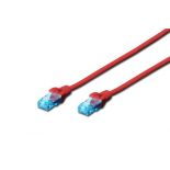 Digitus Kabel patch cord UTP, CAT.5E, czerwony, 0.5m, 15 LGW