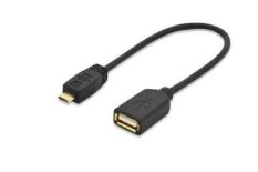 ednet Kabel adapter USB2.0 OTG Typ microUSB B/USB A, M/Ż czarny 0,2m blister premium
