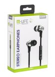 M-LIFE Słuchawki metalowe douszne Jack 3,5 z mikrofonem iphone/samsung