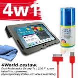 4World Zestaw Etui Galaxy Tab 2 Szare + Kabel 1m Czerwony + Czyścik