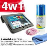 4World Zestaw Etui Galaxy Tab 2 Szare + Kabel 1m Czerwony + Czyścik