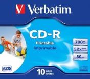 Verbatim CD-R 700MB 52x Printable (jewel case, 10szt)