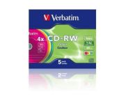 Verbatim CD-RW 700MB 4x Colours (slim case, 5szt)