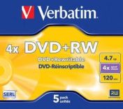 Verbatim DVD+RW 4.7GB 4x (jewel case, 5szt)