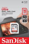 SanDisk karta pamięci Ultra SDHC 16GB Class 10 UHS-I, Odczyt: do 80MB/s