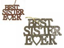Drewniany napis BEST SISTER EVER - VINTAGE (20x15 cm)