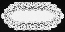 Bieżnik ŻAKARDOWY owalny 40x90 cm biały (wzór: W134) - 1 szt