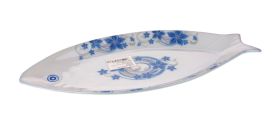 Półmisek ceramiczny RYBA niebieskie kwiaty 36x16,5 cm