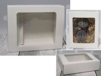 Pudełko, kartonik prezentowe składane BIAŁE z okienkiem 17x13x5,5 cm