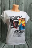 Koszulka, T-SHIRT damski z kolorowym nadrukiem EXCELLENT WONDERUL
