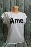 Koszulka, T-SHIRT damski z czarnym nadrukiem AME