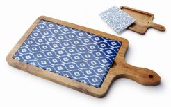 DESKA DO KROJENIA PROSTOKĄTNA PORCELANA/DREWNO 16.5x34cm MAROCCO KRATKA MONDEX HTTE1450