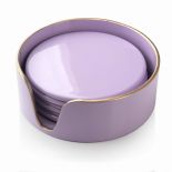 KOMPLET 6 PODSTAWEK POD KUBEK 11.5x11.5x4cm BLANCHE PURPLE MONDEX HTOS5883