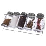 PRZYPRAWNIK 5 SZTUK + STOJAK NA PRZYPRAWY ORION