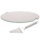 TACA SZKLANA Z ŁOPATKĄ OKRĄGŁA 32cm EH EXCELLENT HOUSEWARE