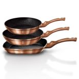 ZESTAW 3 PATELNI GRANITOWYCH 20/24/28CM BERLINGER HAUS METALLIC LINE ROSE GOLD BH-1279-N