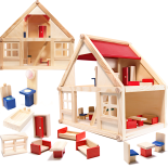 LULILO Domek dla lalek drewniany z akcesoriami Montessori 40cm 