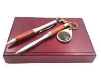 3-elementowy zestaw długopis, nóż do papieru, brelok w pudełku drewnianym SWN