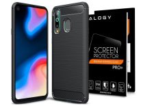 Etui Alogy Rugged Armor do Samsung Galaxy A60/M40 czarne + Szkło hartowane