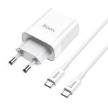 Ładowarka sieciowa Hoco C80A Network PD20W/QC3.0 + kabel USB-C White