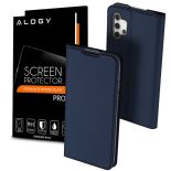 Etui ochronne z klapką Dux Ducis skórzane do Samsung Galaxy A32 5G Granatowe + Szkło