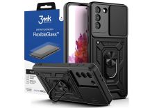 Etui Alogy Camshield Stand Ring z osłonką na aparat do Samsung Galaxy S21 + Szkło 3mk