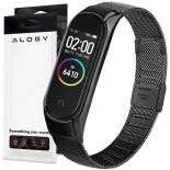Bransoleta Milanese pasek Alogy stal nierdzewna do Xiaomi Mi Band 5/6/6 NFC Czarna
