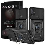 Etui z osłoną aparatu Alogy Camshield Stand Ring do Motorola Moto G10/ G20/ G30 czarne + Szkło