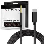 Kabel przewód audio Alogy USB-C do miniJack 3.5mm AUX 1m Czarny